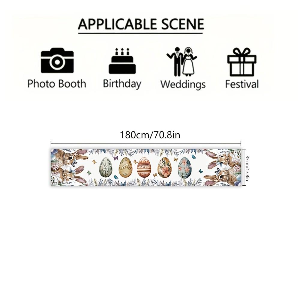 1Pcs Easter Table Runner, Cute Rabbit Pattern, Charming Rabbit Pattern, Spring New Home Decor, Durable Polyester Material, Easy Maintenance, Versatile Home Use, Suitable for Dining Room Kitchen TV Cabinet
