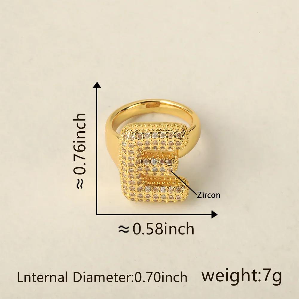 26 Letter Open-Ended Zircon Ring Minimalist Series Gift For Friends Elegant Gold Tone Jewelry name