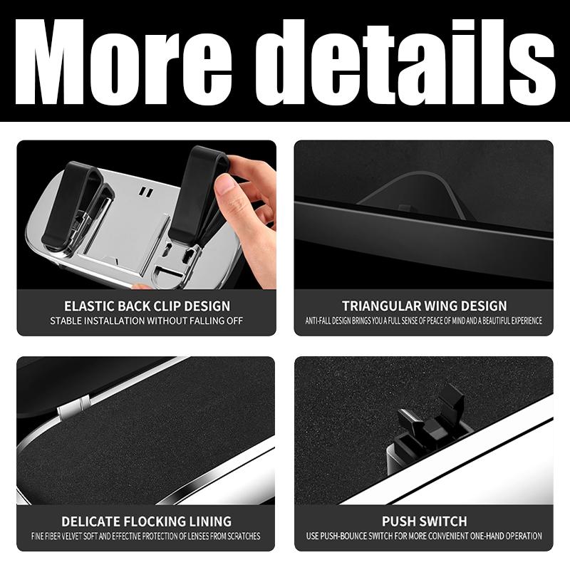 Chevrolet Car Sunglasses Eyeglass Case, Storage Box, Glasses Holder Clip, Includes Two Stands, Suitable for Chevrolet Vehicles