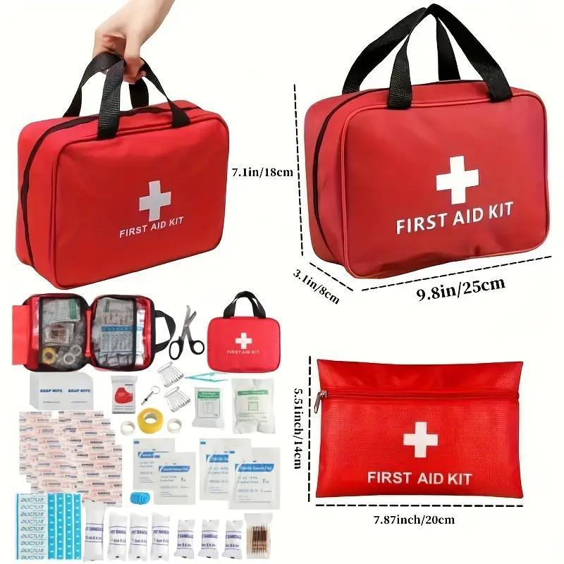 First Aid Kit, Premium Waterproof Compact Trauma Medical Kits for Any Emergencies, Ideal for Home, Office, Car, Travel, Outdoor, Camping, Hiking, Boating, Valentine's Day Gift (Red)