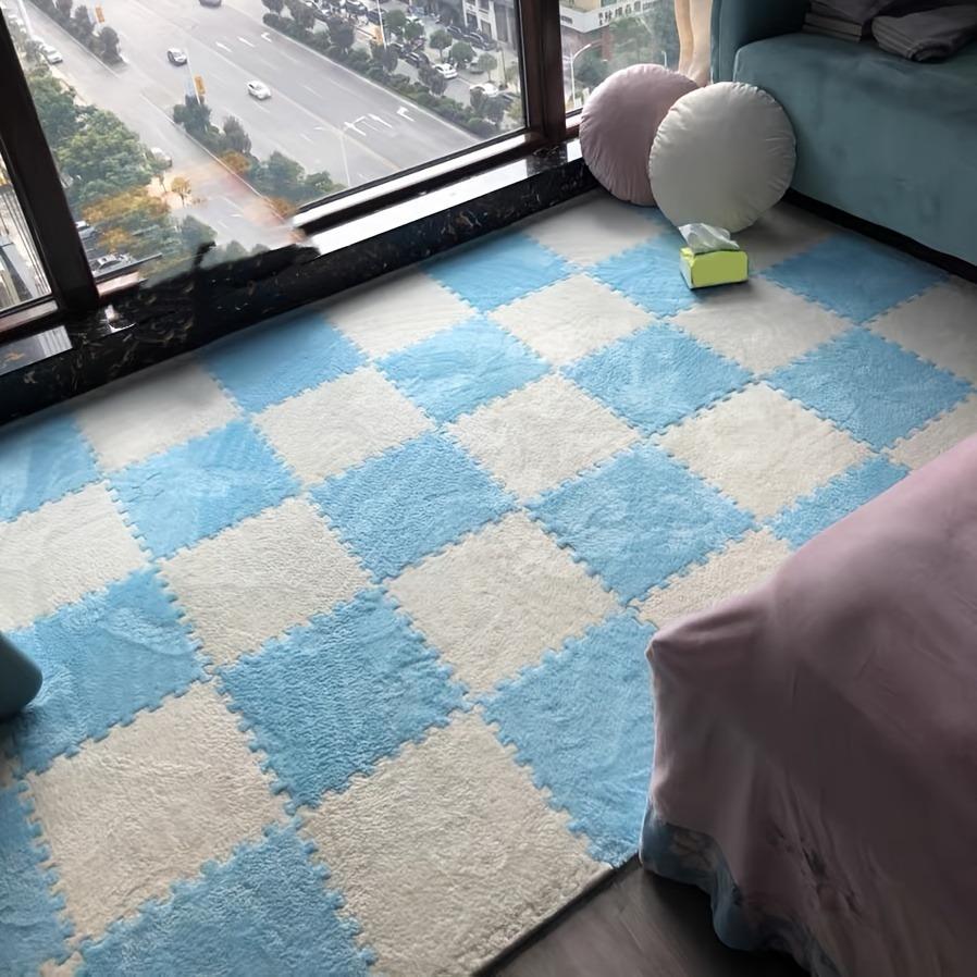 10pcs Solid Color Interlocking Mats, Washable Reusable Exercise Play Mats, Furry Soft Comfort Area Rugs for Living Room, Bedroom, Indoor and Outdoor Use