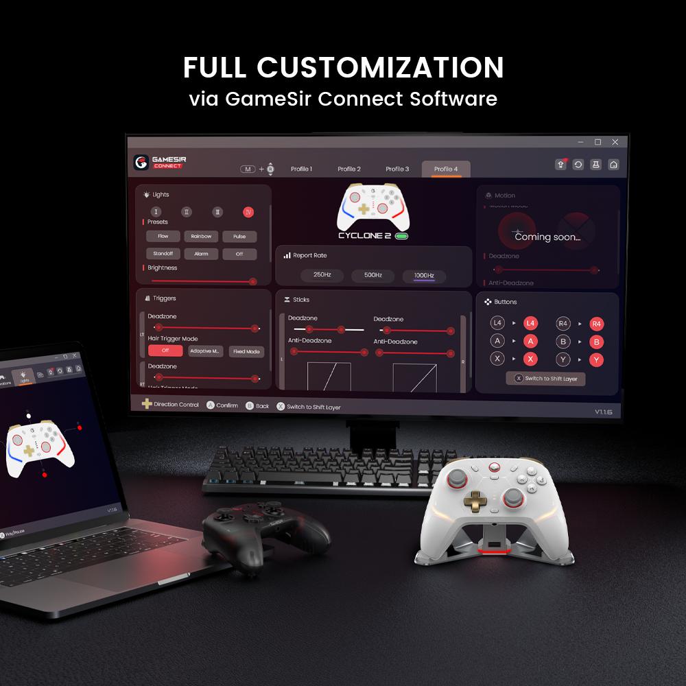 GameSir Cyclone 2 (Not Compatible with Xbox) Wireless Controller for PC/Switch/iOS/Android with Mag-Res TMR Sticks, Hall Effect Triggers, RGB Lighting, 6-Axis Gyro