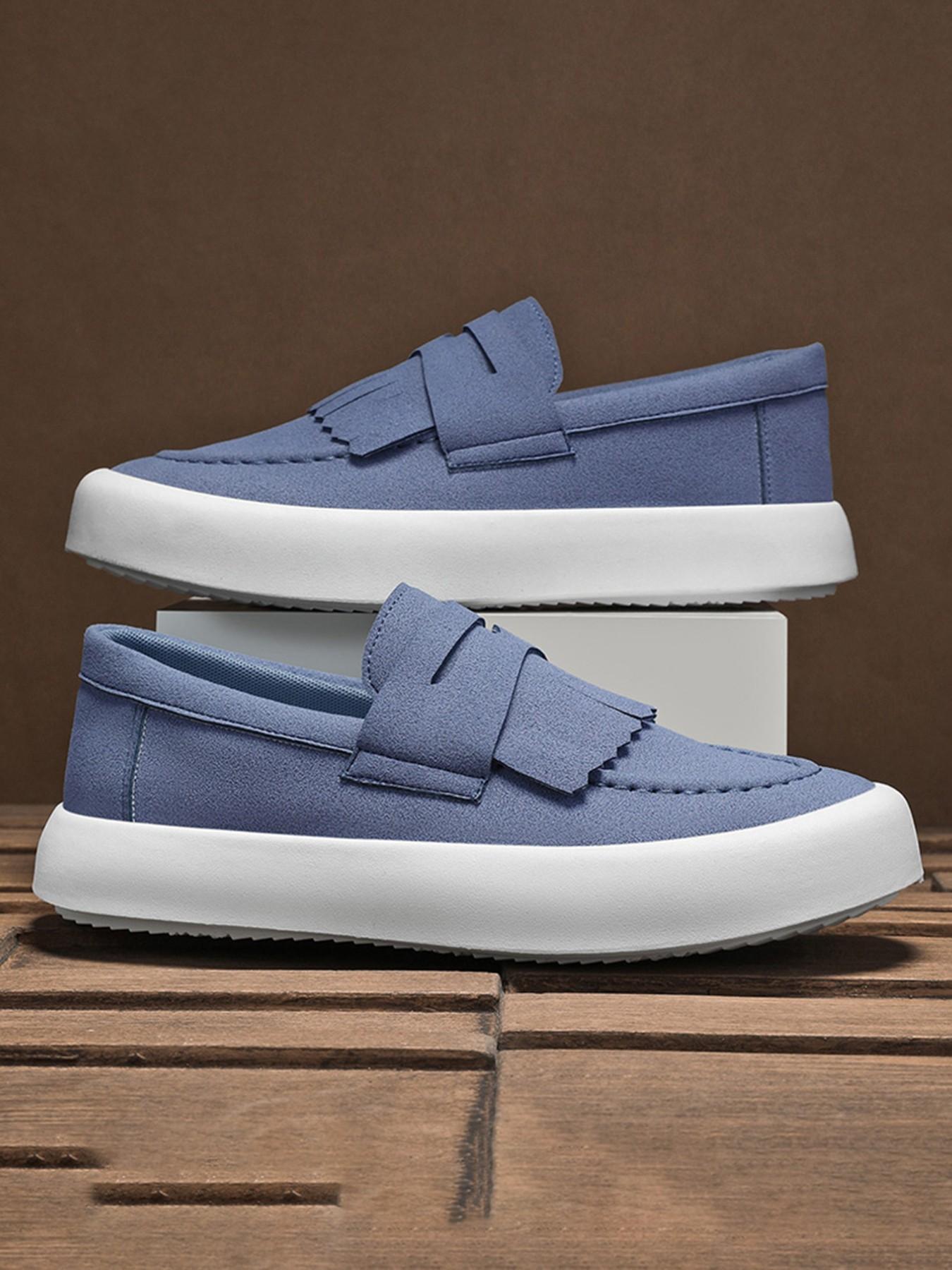 Men's Large Size Fringe Loafers, Breathable Canvas Slip-Ons, Thick Sole Casual Sneakers, Lightweight Comfort for All Seasons