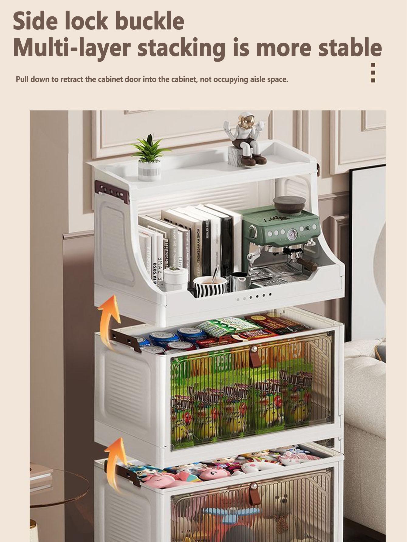 Multi-Layer Storage Cabinet, Home Snacks Clothes Miscellaneous Plastic Organizer, Foldable Shelf, Space-Saving Rack