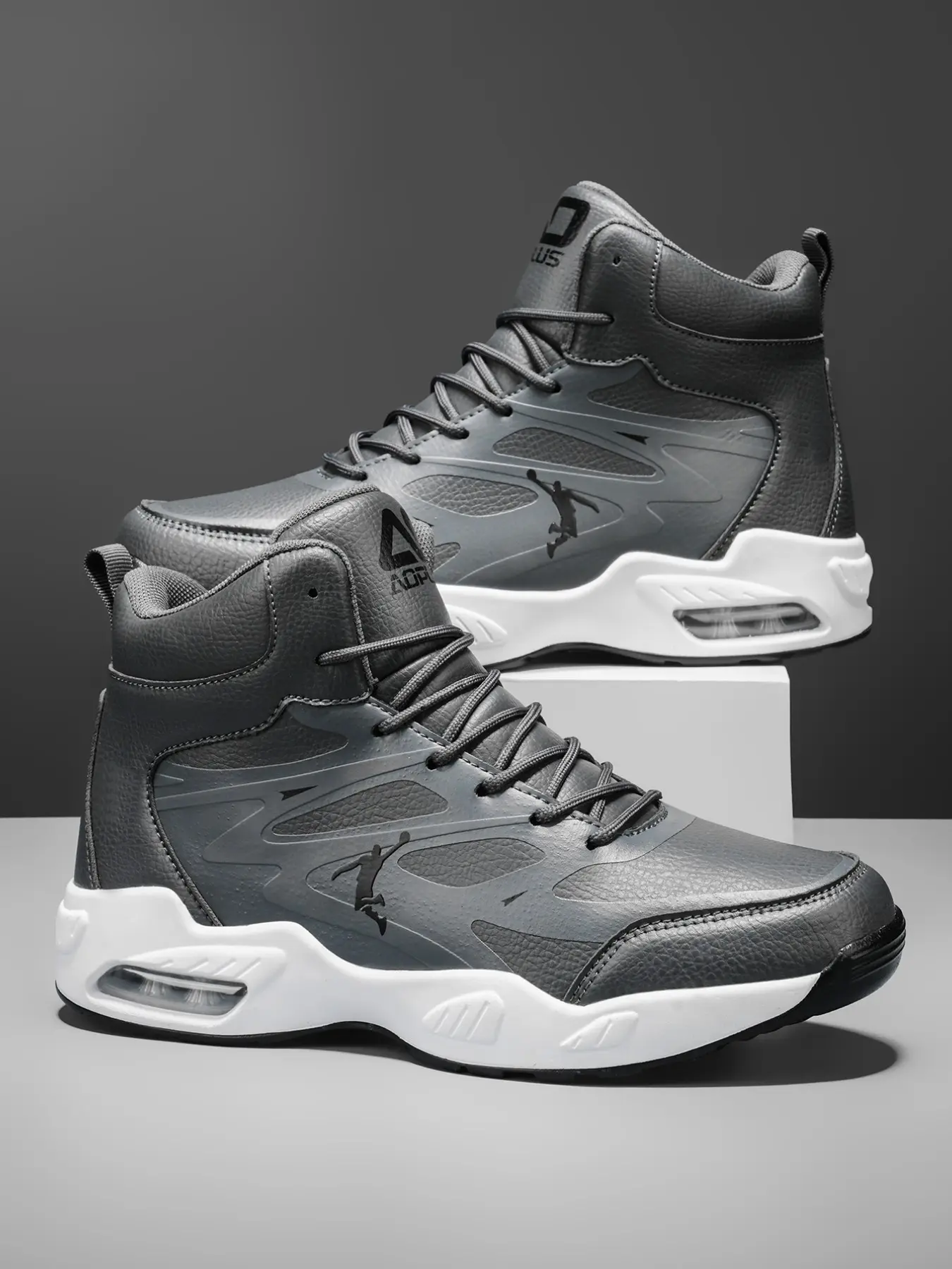 Men's High-Top Basketball Shoes, High Cut Shoes, Waterproof Leisure Sports Sneakers, Shock Absorption, Non-Slip Sole, Retro Style, All Seasons Wear