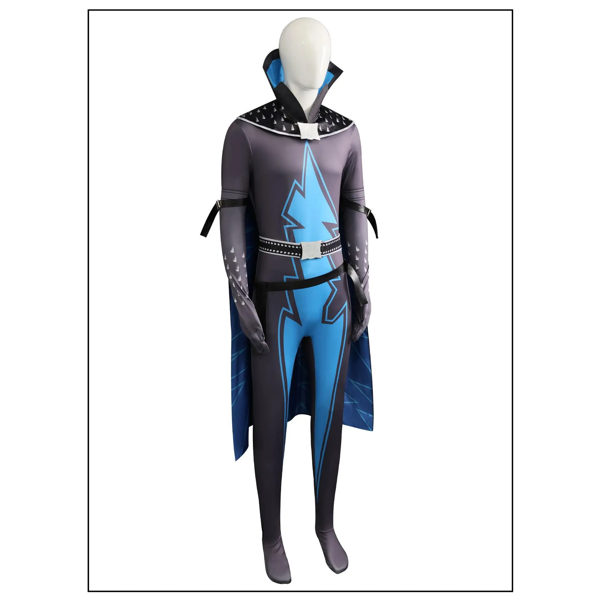 Adult Megamind Cosplay Costume Anime Movie Bodysuit With Cape Men's Halloween Carnival Party Role Play Dressing Up Accessories
