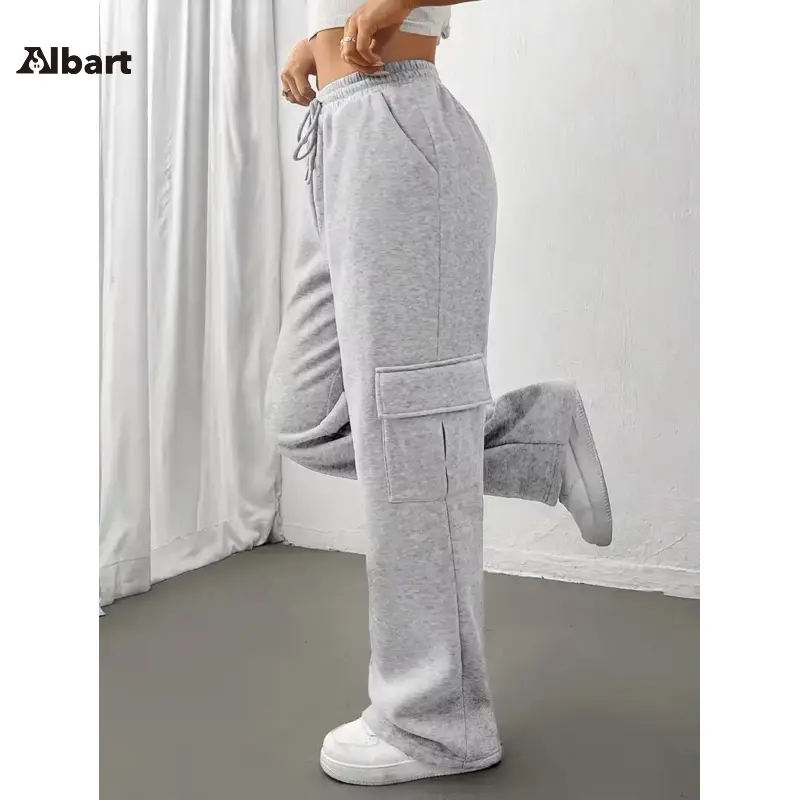 Women's Ladies Sporty Joggers - Basic Elastic Waist Wide Leg Pants, Medium Stretch, Comfortable, Breathable, Machine Washable, Suitable for Spring & Autumn, Home Wear Athletic Trousers sweatpants baggy sweatpants track pants essential sweatpants sweats sw