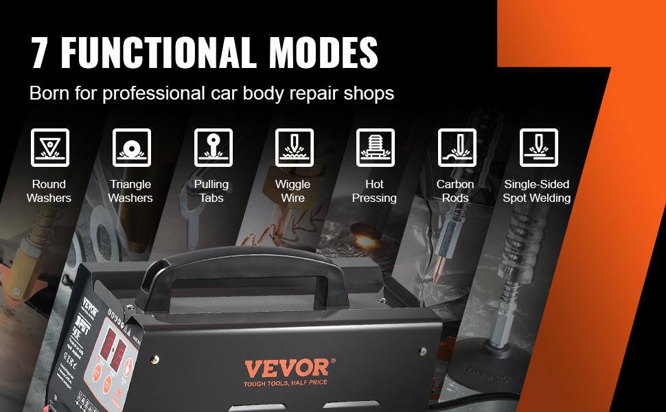 VEVOR Stud Welder Dent Repair Kit, 220V 3KW Spot Welder Dent Puller with Auto/Manual Welding 7 Versatile Modes, Auto Body Spot Welding Dent Puller Machine for Car, Truck Dent Repair