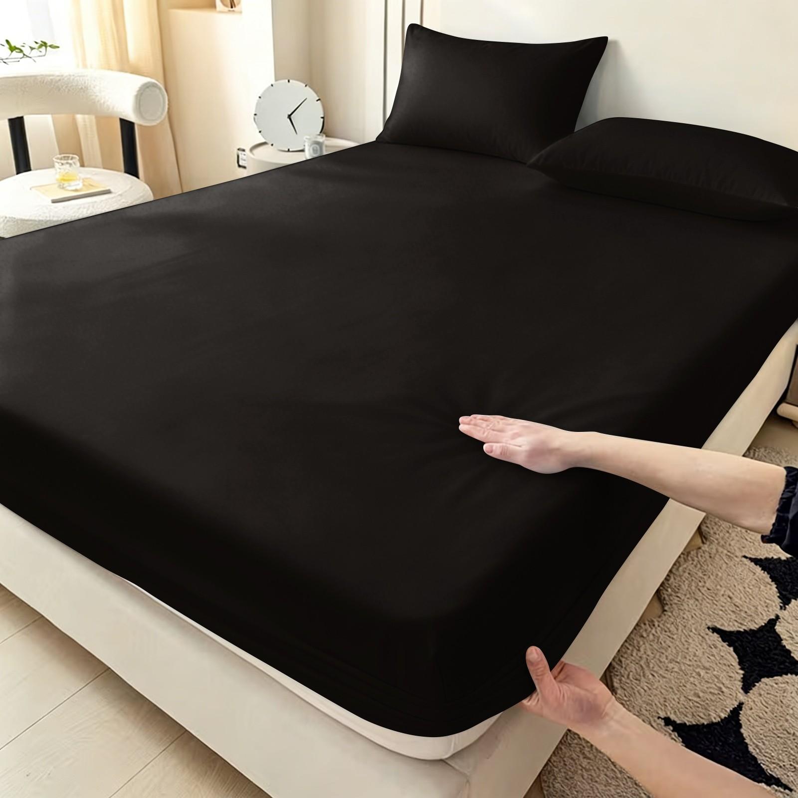 3pcs Simple Style Bedding Set, Bed Sheet Sets, Includes 1 Fitted Sheet and 2 Pillowcases, Soft Polyester Fiber, Suitable for Home Bedroom and Guest Room