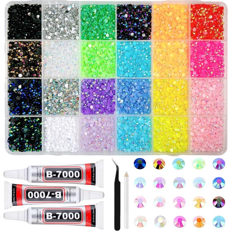 1 Box of 24 Colors Flat Bottomed Rhinestones Minimalist Shiny Semi-circular Resin Nail Diamonds Decors DIY Pens Glasses Cup Nail Art Supplies Bling Rhinestone Decoration