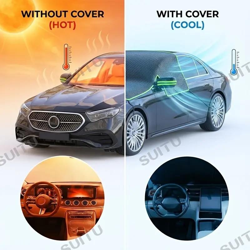 Car windshield sunshade panel, portable car sunshade, easy to install with reflective strips, strong sun protection, lightweight and durable, suitable for sedans/SUVs, car windshield sunshade covers, Car Sunshades For Windshield