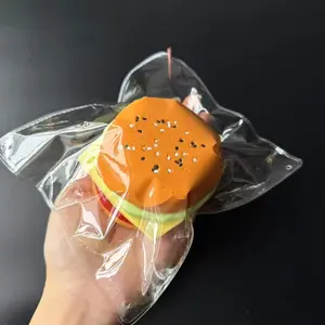 Hamburger Taba Squishy Toy, Relief Stress Relief Slow Rising Fidget Adult Realistic Food Replica with Sesame Seeds Handmade Soft Silicone Squeeze Toy Gift