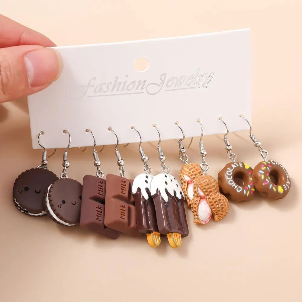 10pcs Cute Cartoon Ice Cream Cookie Donut Chocolate Earring Set Acrylic Food Earrings for Women Kids Jewelry Gifts