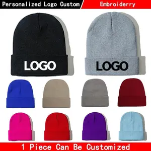 Custom Logo Autumn Winter Warm Beanie DIY Personalized Embroidered Design Knitted Hat Team Customize Stocking Skull Balaclava