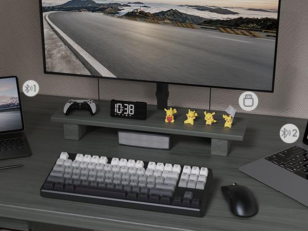 FREEWOLF M87 Wireless/BT Dual Modes Manbrane Gaming Keyboard 87 Keys Layout Type-C Rechargeable PBT Keycaps with Cool Rainbow Backlit  for PC Mac Linux