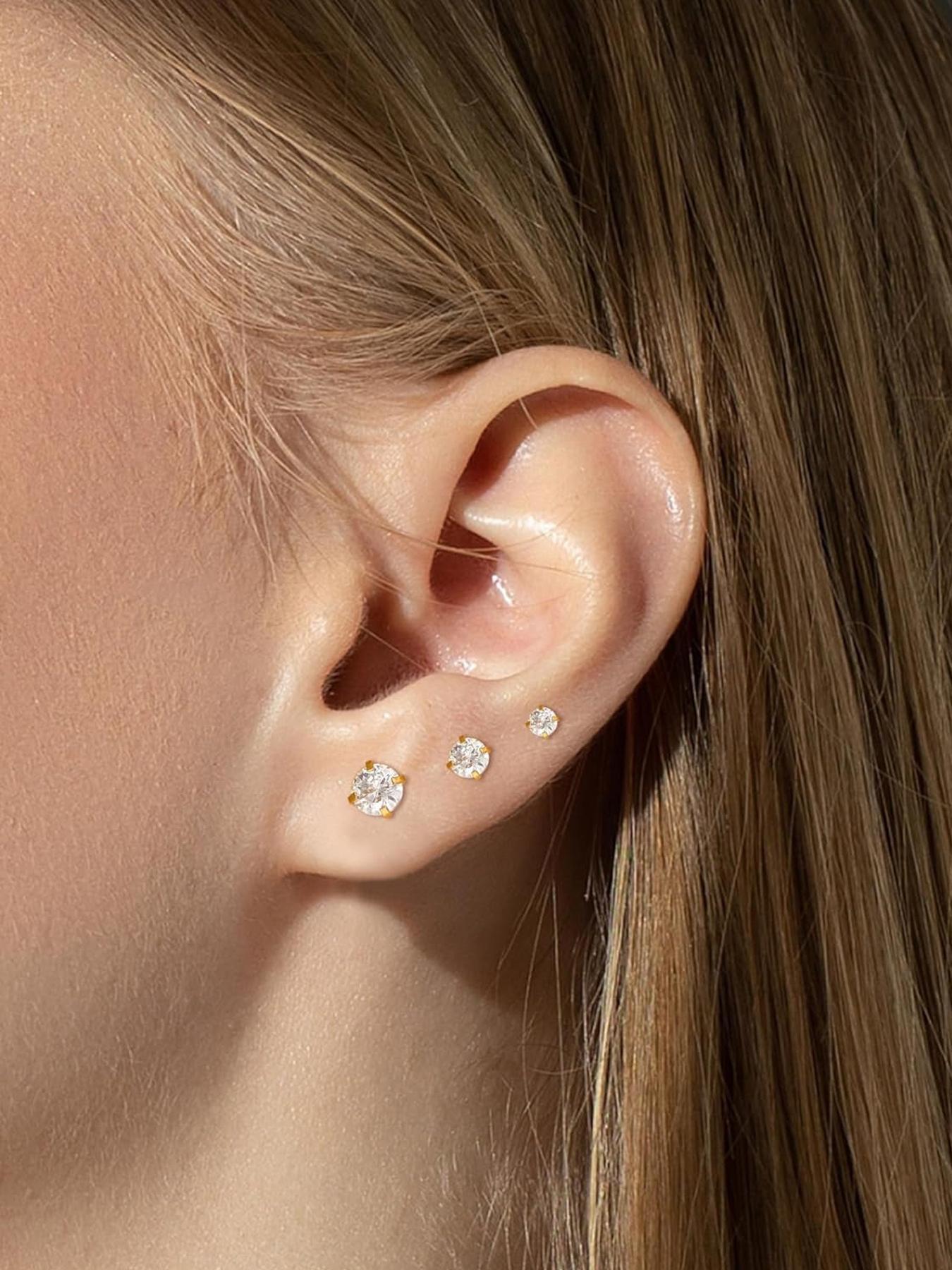 Stainless Steel Helix & Tragus Earrings, 20g Opal & Cz Accents, Chain Design, 3mm-5mm, Unisex Cartilage Piercing Jewelry, Bling Chain