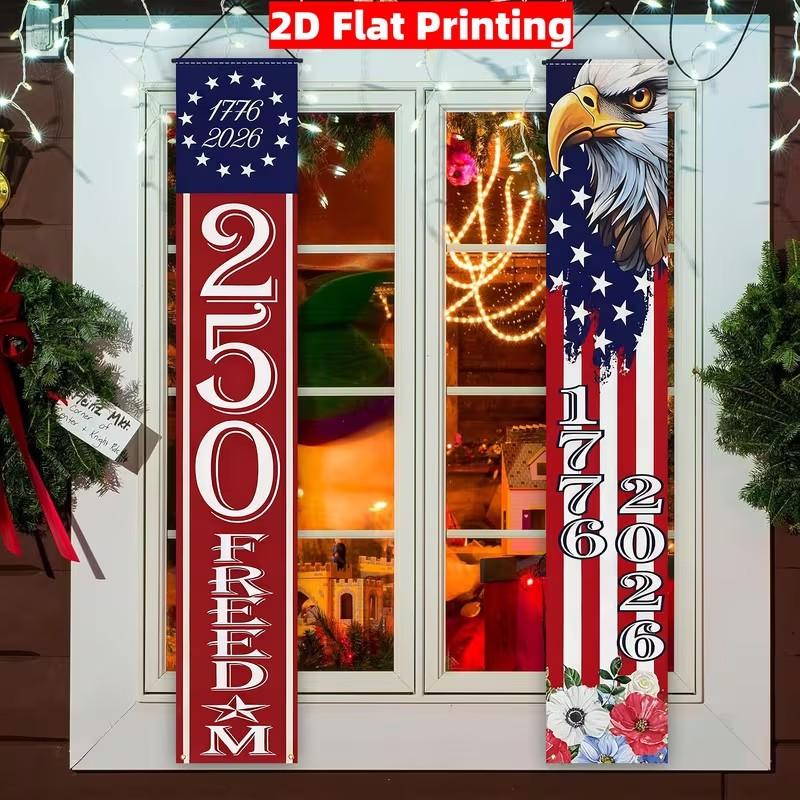 Celebrate Us Bicentennial 250th Anniversary Decorative Banner, Perfect for Patriotic Parties & Home Decor, Indoor/outdoor Use, Size 12x70.8 Inches