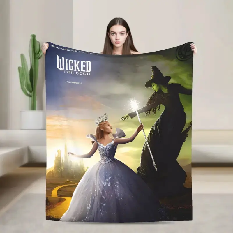 Wicked 2 Musical Movie Glinda Poster Soft Warm Blanket Plush Throw Blanket Novelty Home Decor Flannel Bedspread Sofa Bed Cover