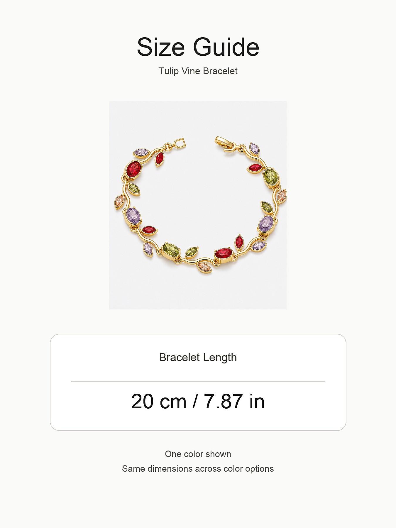 Tulip Vine Bracelet with Multicolor Diamonds, Women's Floral Chain Jewelry, Elegant Accessory for Everyday Wear