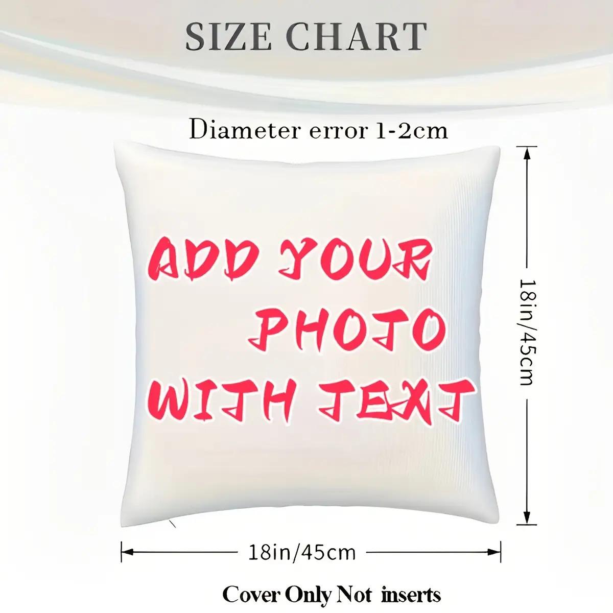 1pc Customized Double-Sided Pillowcase | Soft Square Cushion with Zipper Closure, Machine Washable, Upload Your Own Photo Text, Ideal for Home Decor, Gifts, Birthdays, Anniversaries, Sizes 14x14, 16x16, 18x18, 20x20 Inch