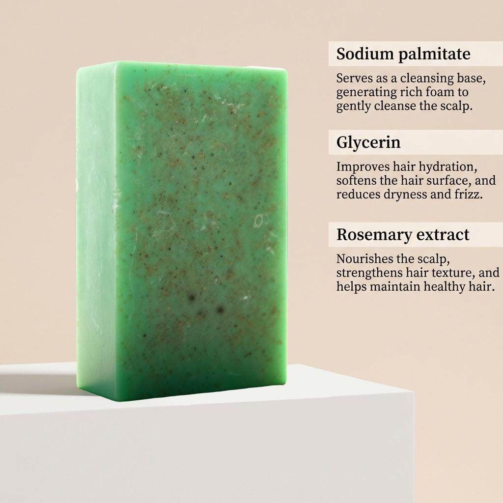 Hoegoa Rosemary Enriching Shampoo Bar, Gentle Daily Hair Cleanser, Refreshing Smooth Lightweight Hair Care, Soft and Silky Hair Treatment