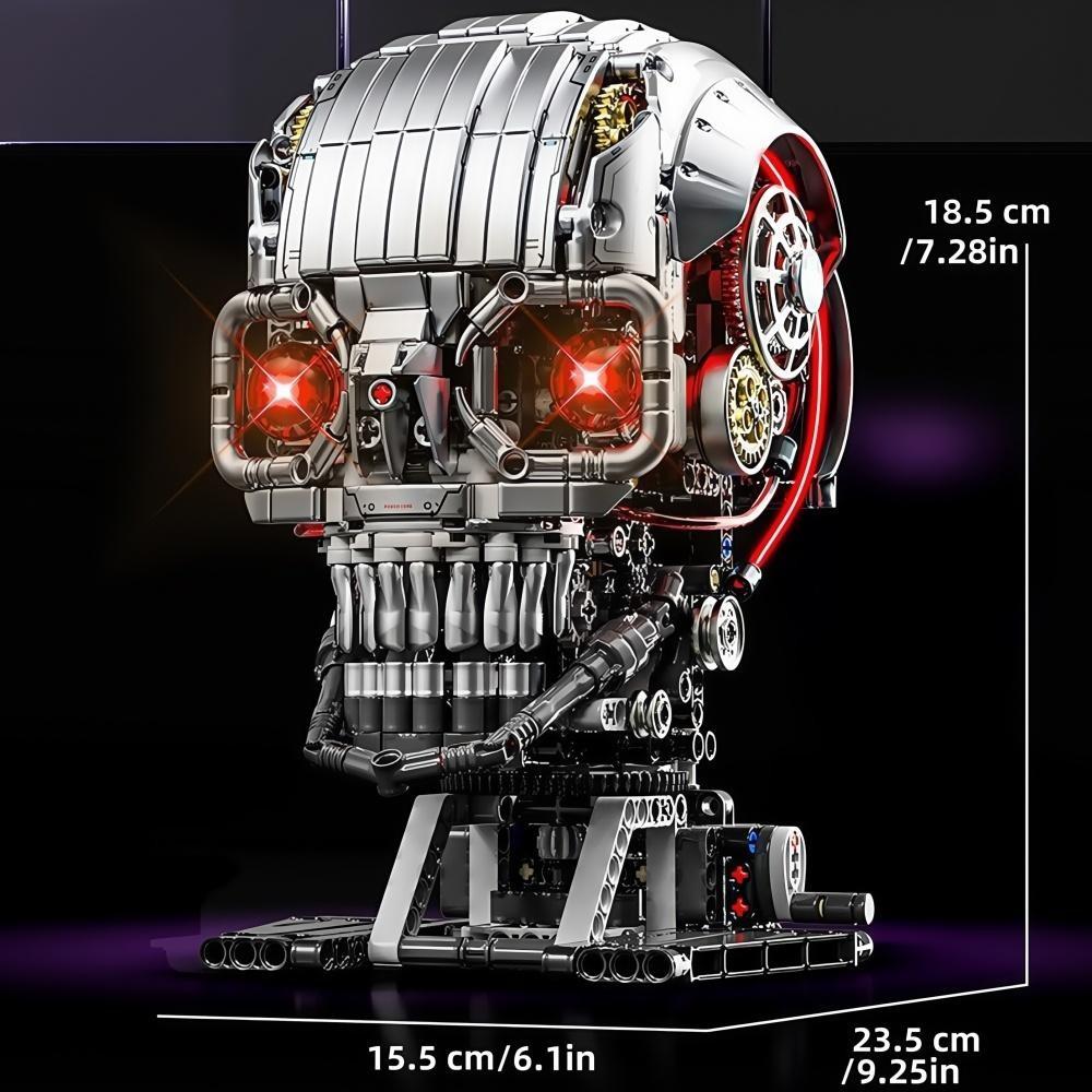 Mechanical Skull LED Building Blocks Model, Stem Education Puzzle Toy, High Difficulty DIY Kit, Gift for Kids & Adults, Collectible Display Piece