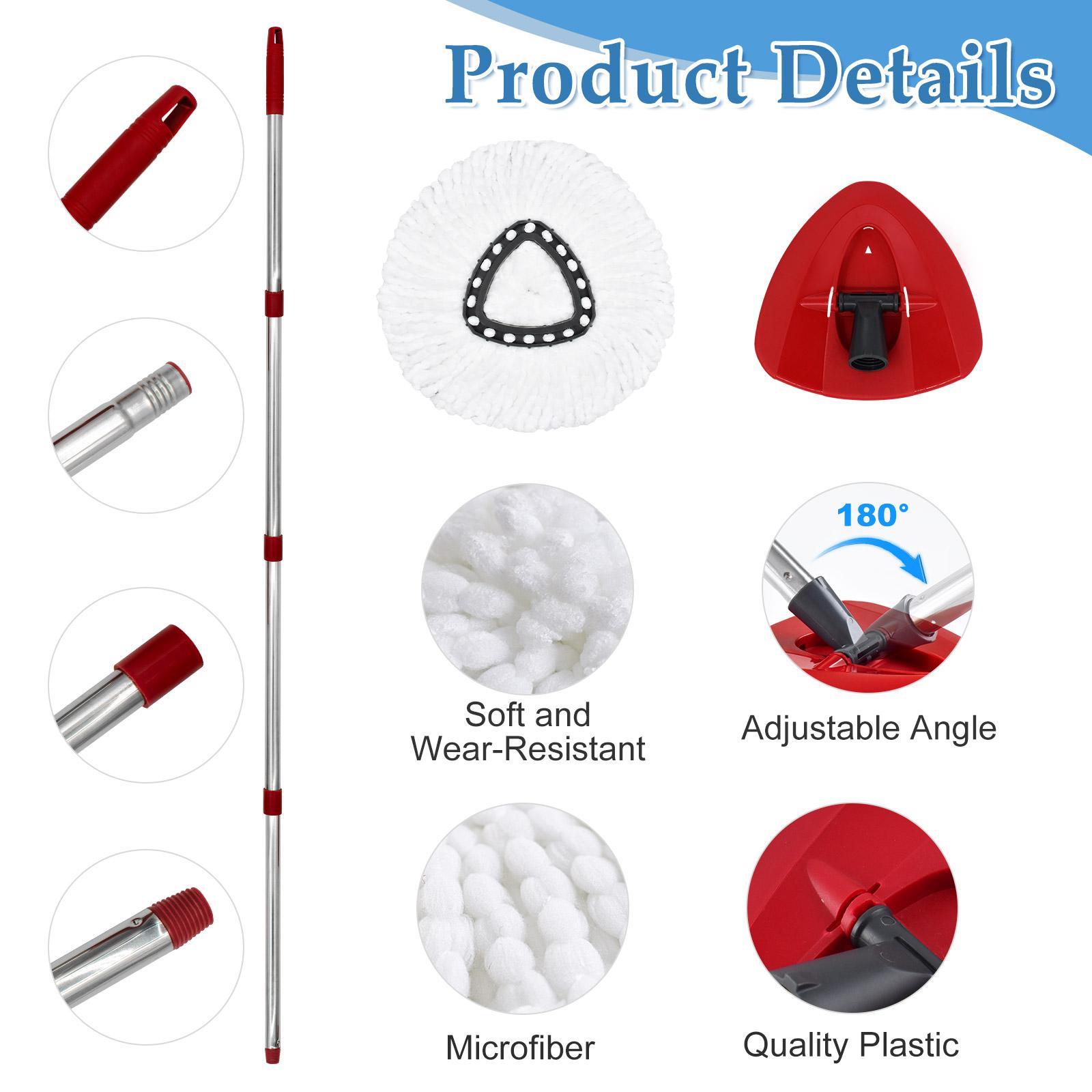 1 set Upgrade Triangle Rotating Mop Set, Includes Mop Handle, Base, Replacement Brush Head and 2Microfiber Refills, Compatible with Vileda/o-Cedar System, Effective and Easy Cleaning Set, Kitchen Bathroom Cleaning Supplies, Christmas, Triangle Mop Heads
