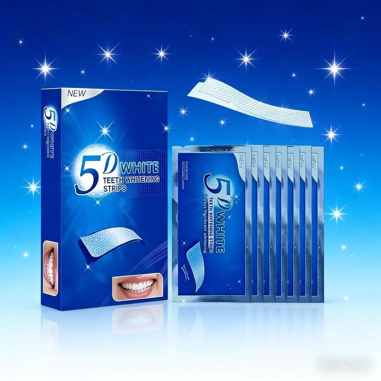 21 Pairs 5D Teeth Whitening Strips, Mint Flavor, 8% Pap, Fresh Breath, Single Item, Gel Form, Fda Registered, Made in China