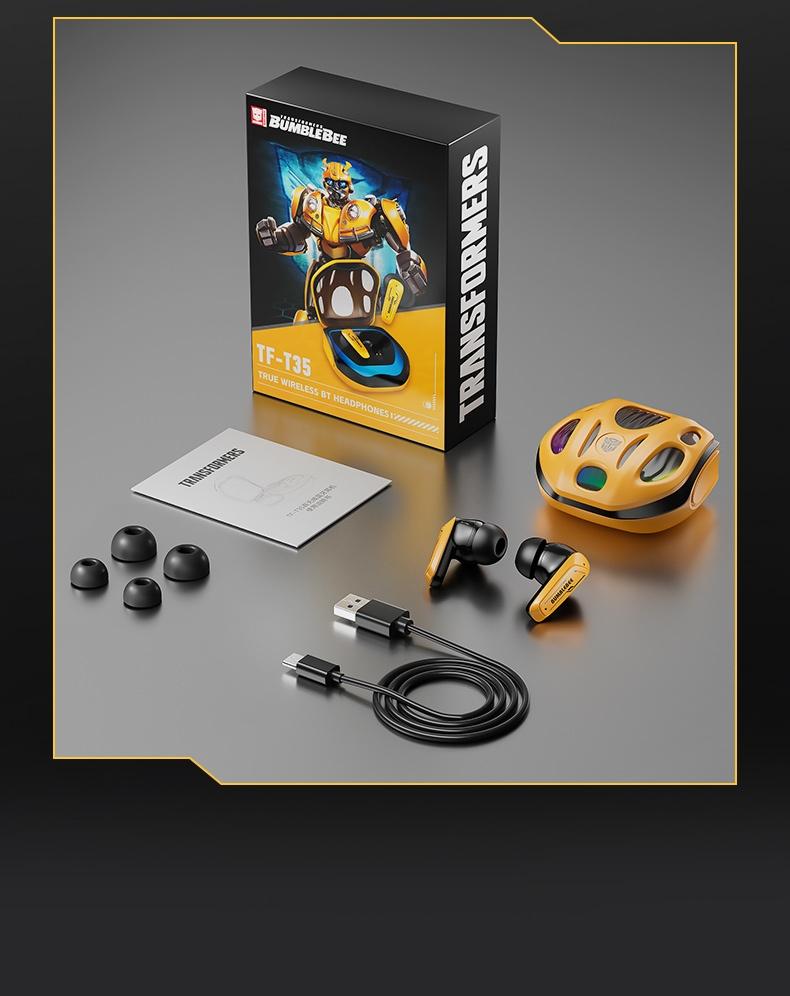 Transformers T35 Wireless Bluetooth Headphones Newly Bluetooth 5.4 Headphones RGB Color Atmosphere Light 360°Stereo Surround Sound Up to 36 Hours Battery Life