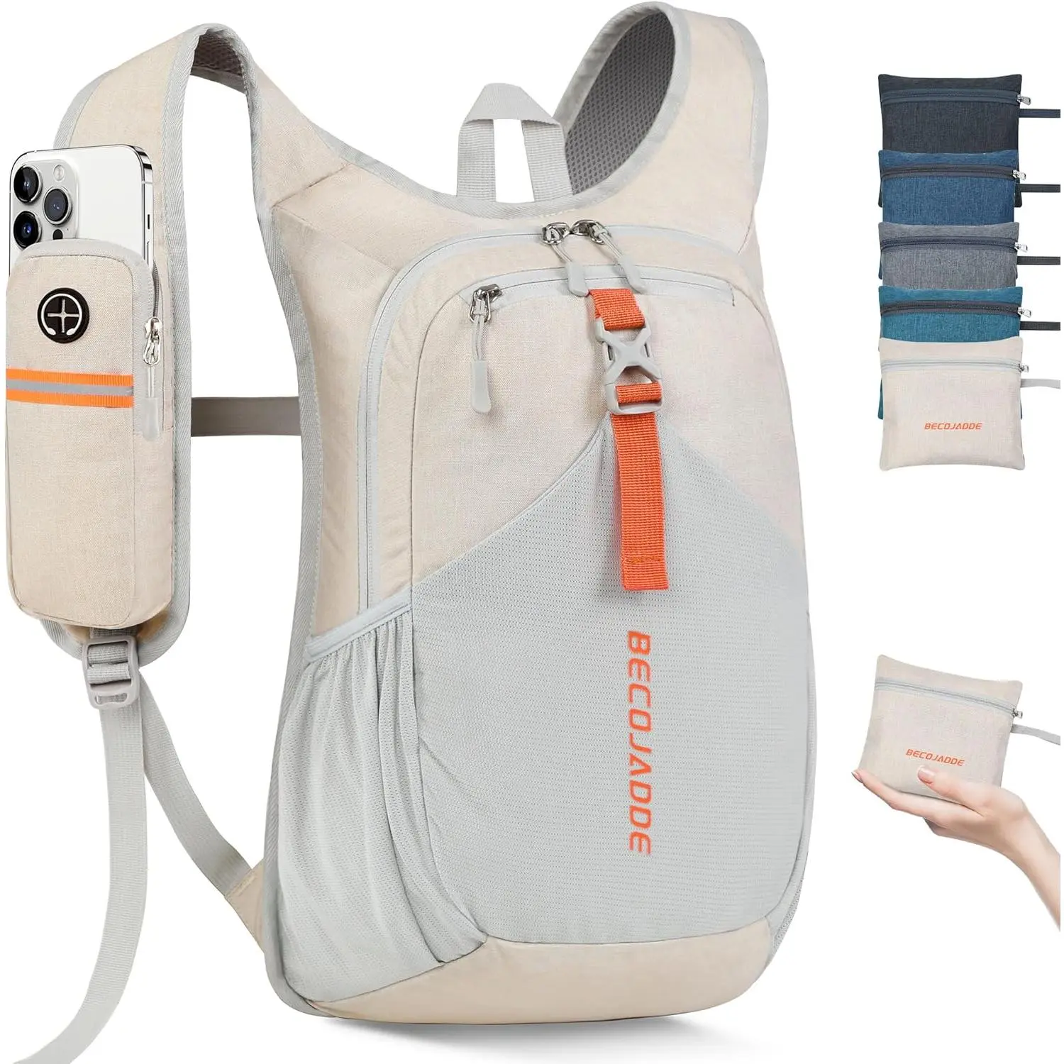 15L Ultralight Foldable Packable Hiking Daypack for Men - Beige Home Organizer Storage Backpack for Travel Camping