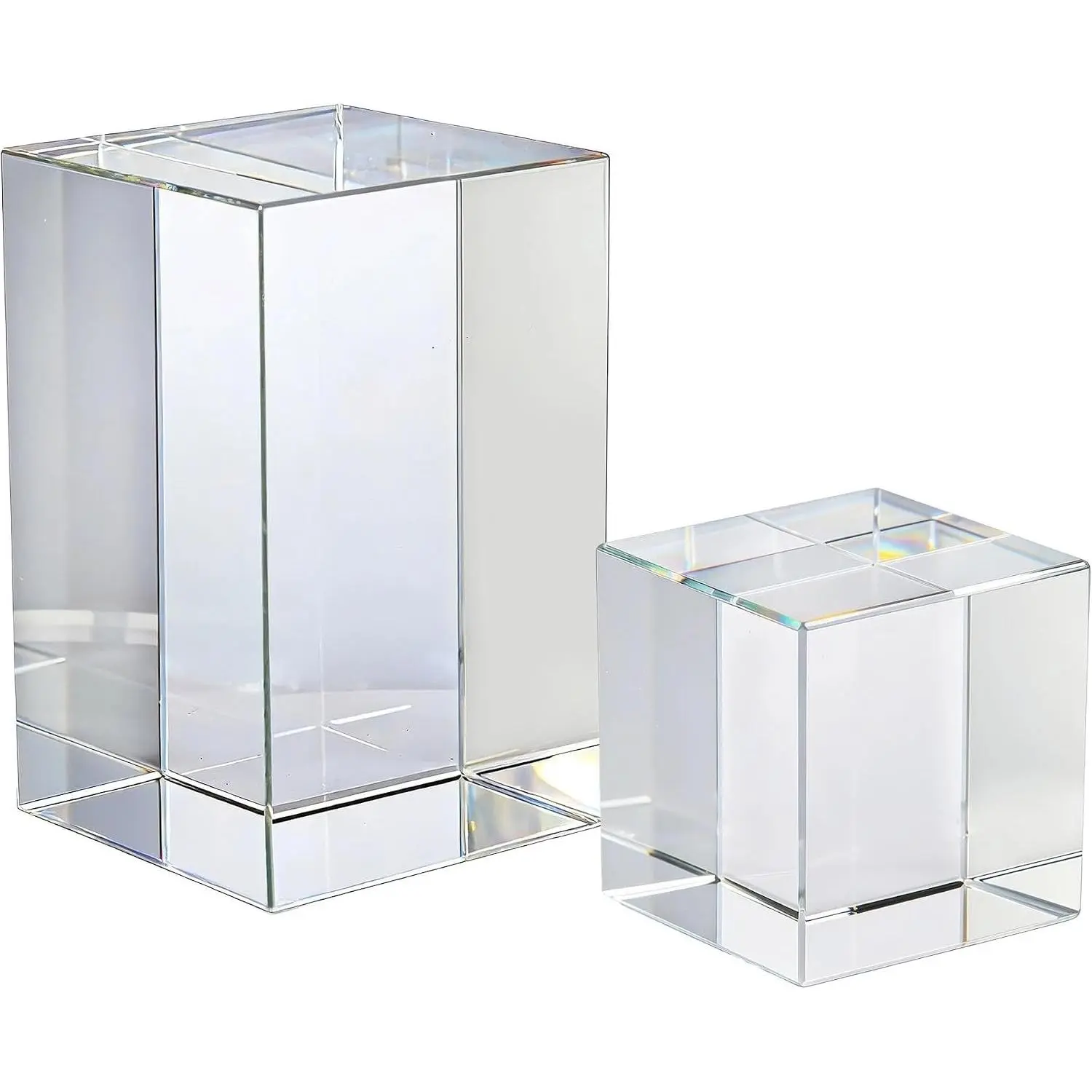 Genuine K9 Crystal Blank Blocks for Inner Laser Engraving, 1.97x1.97x3.15 inch Rectangular & 1.97x1.97x1.97 inch Cube, High Clarity Crystal for 3D UV Engraving