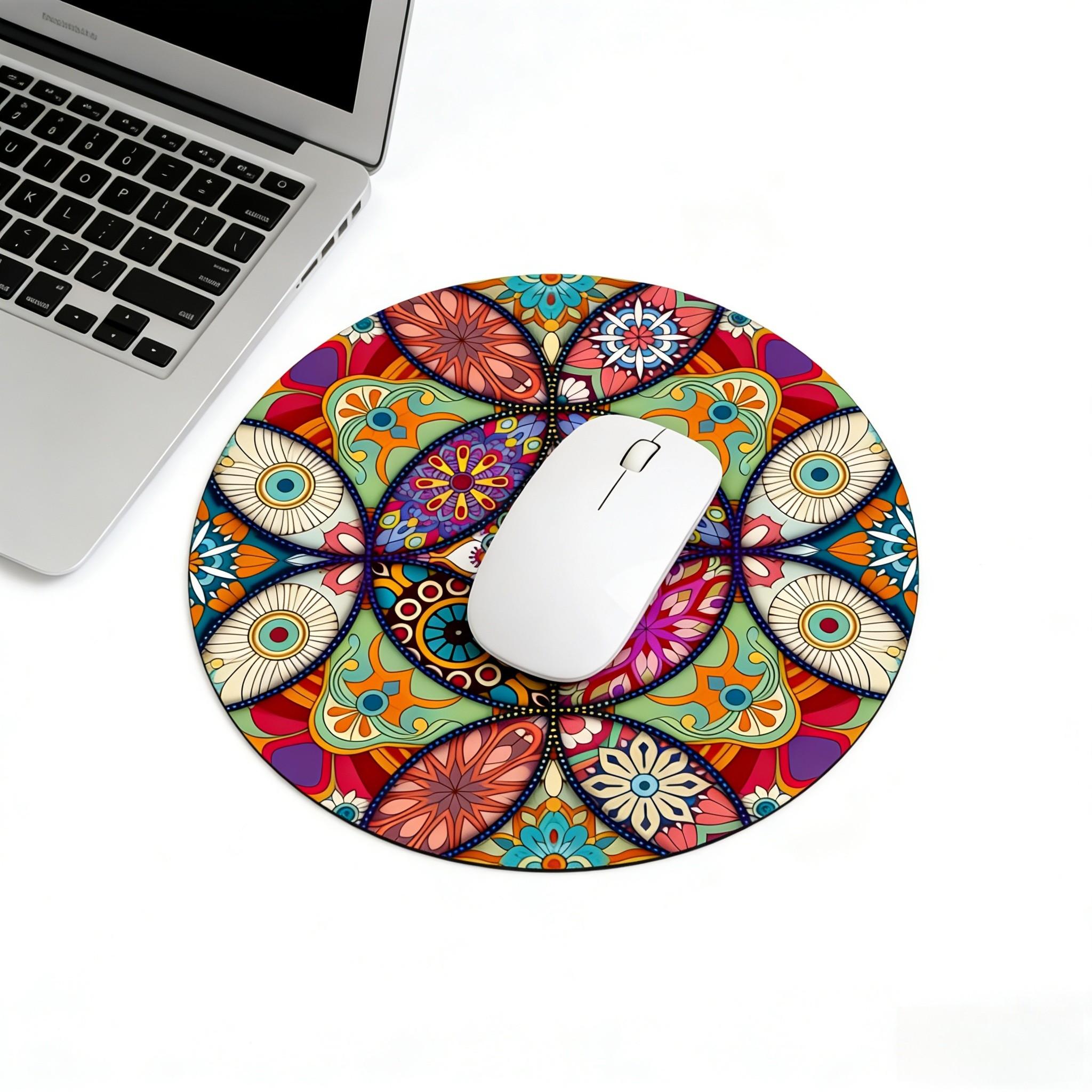 Fashion Compass Round Mouse Pad, Non-Slip Rubber Base, Small Desktop Mat for PC/laptop, Gaming/mouse Pad, Office Use, Gift for Women - 7.87 Inches