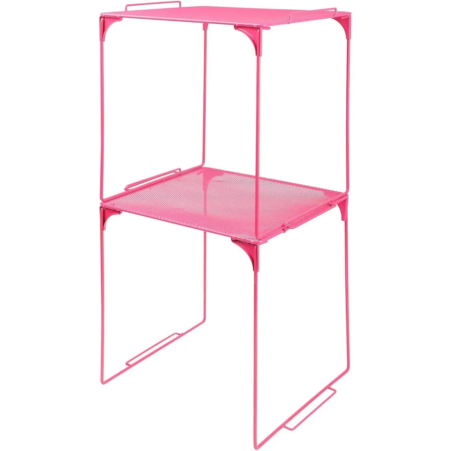 Locker Organizer Shelf Stackable Extra Locker Shelf for School Locker Organizer Storage Cabinet Accessories Suitable for School, Office, and Home use (2, Pink)