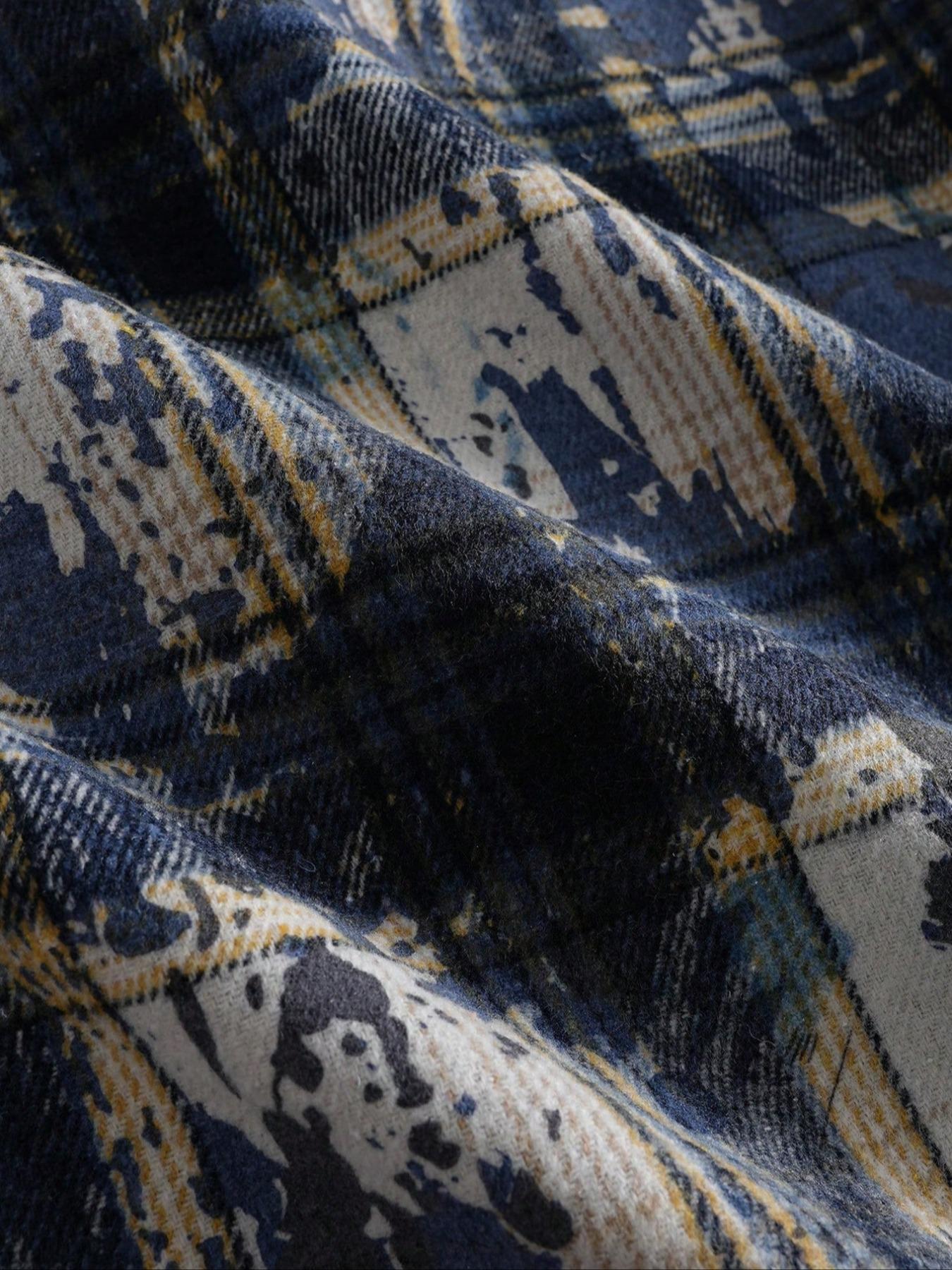 Men's New Trendy Fashion Street Campus Plaid Shirt, Casual Stylish Button-Down Top, Perfect for Daily Wear and School