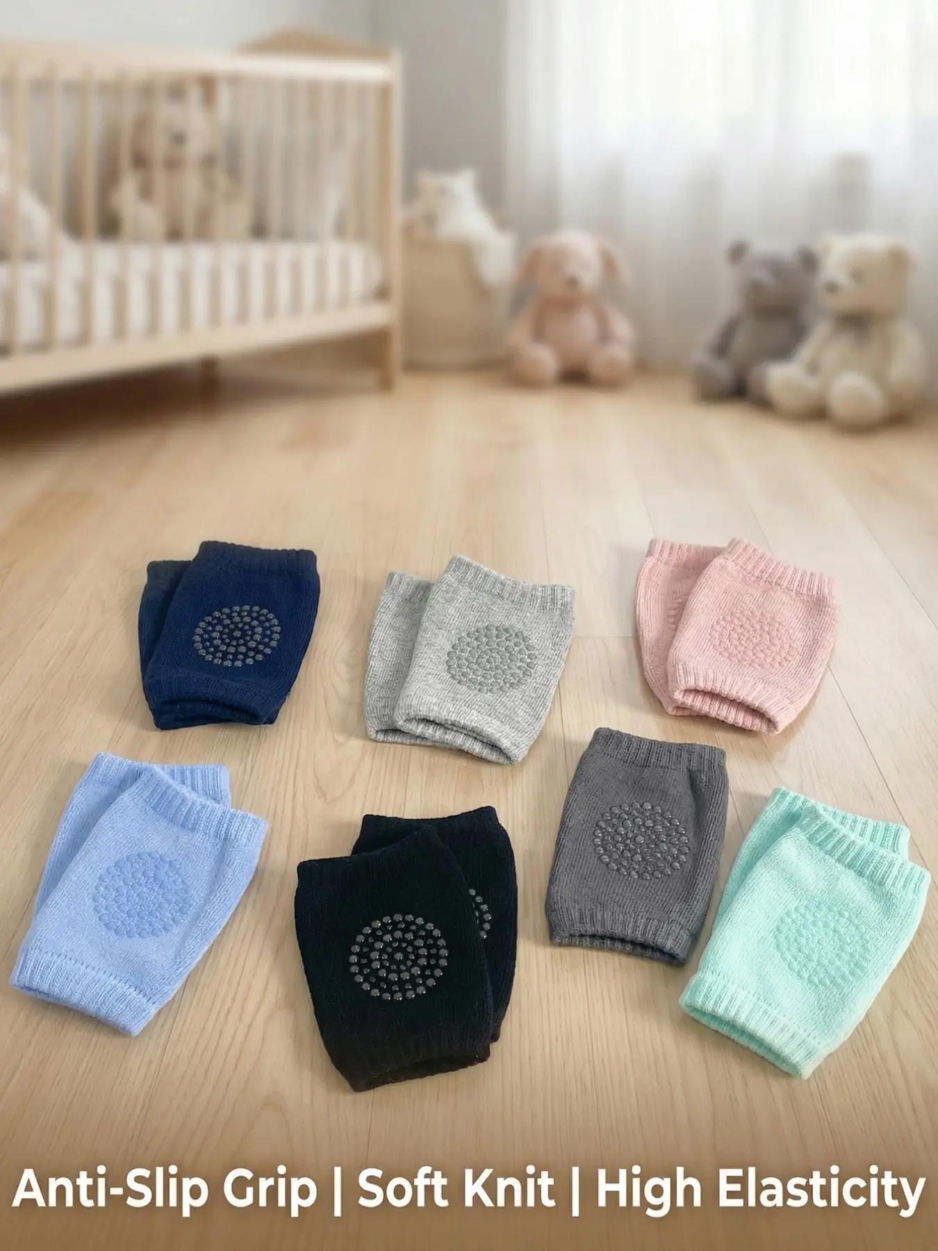 Baby knee pads, simple solid-color basic style, non-slip, moderate thickness, suitable for all seasons, unisex.