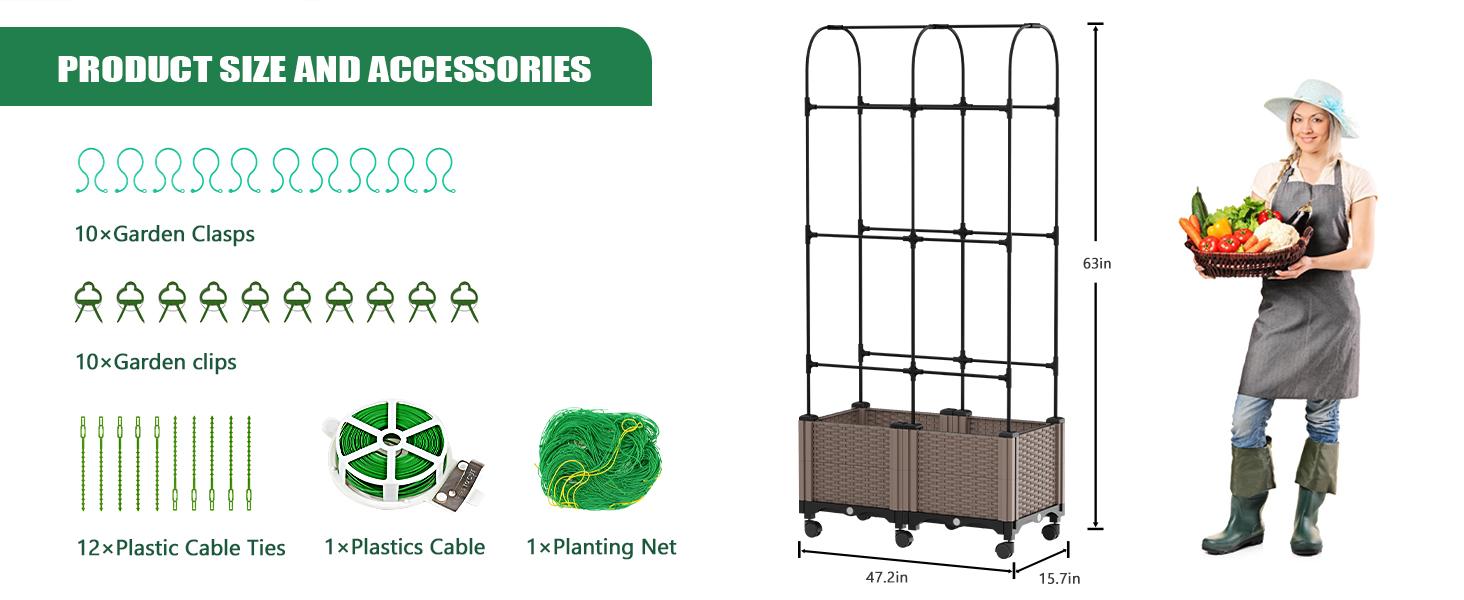Lilypelle Raised Garden Bed Planter Boxes with Trellis, Gardening System-Self Watering Planter with Wheels, Plants Outdoor and Indoor Tomato Cage for Climbing Vegetables Plants & Herbs & Flowers summergarden Lilypelle Raised Garden Bed Planter Boxes with Trellis, Gardening System-Self Watering Planter with Wheels, Plants Outdoor and Indoor Tomato Cage for Climbing Vegetables Plants & Herbs & Flowers summergarden