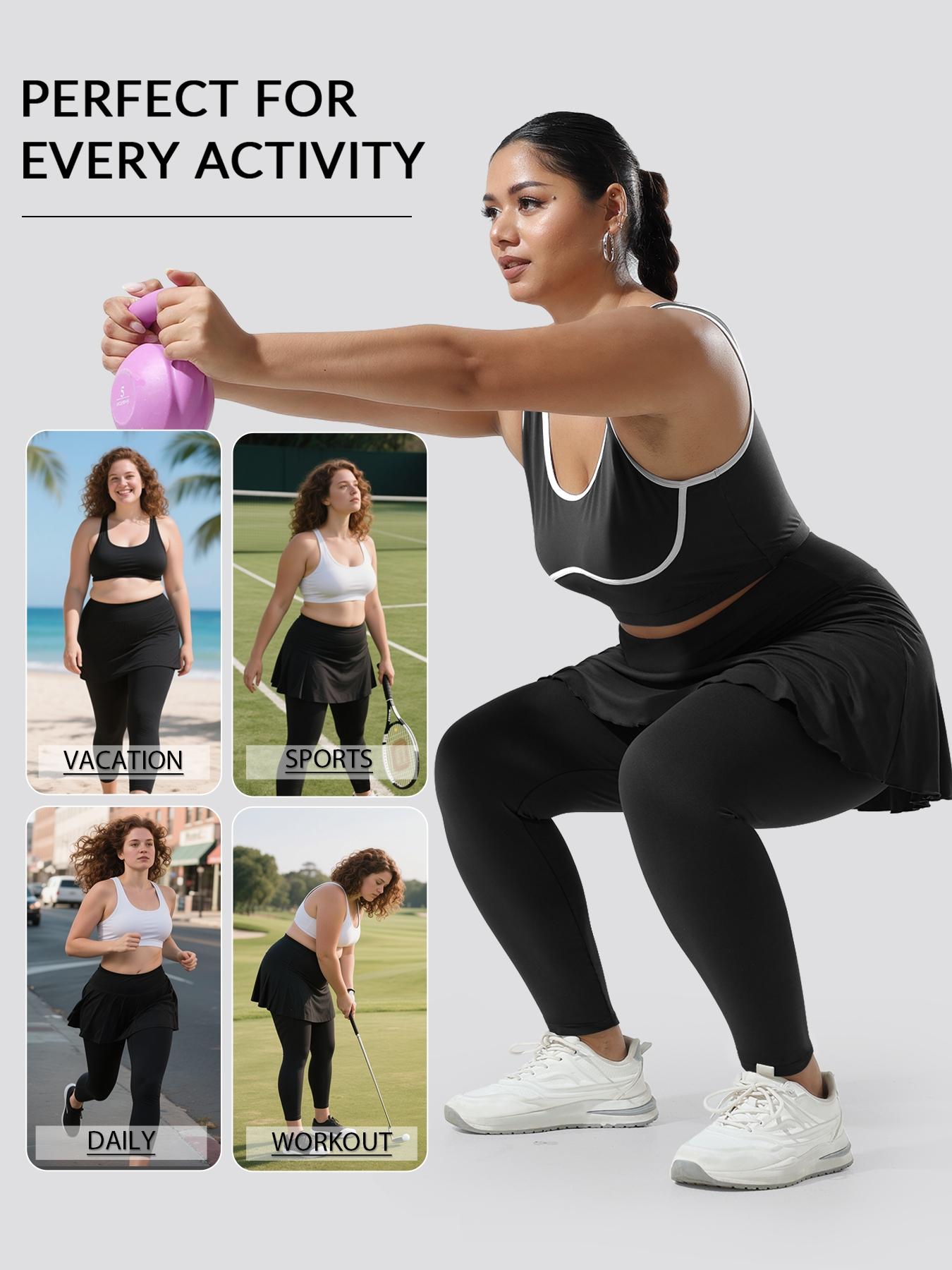 Women's Plus Size Skirt Pants with Pockets, High Elastic Soft Comfortable Sportswear, Tennis Attire, Unique Design, Active Skort Skirt, Sporty Breathable Skorts, Must-Have for Women