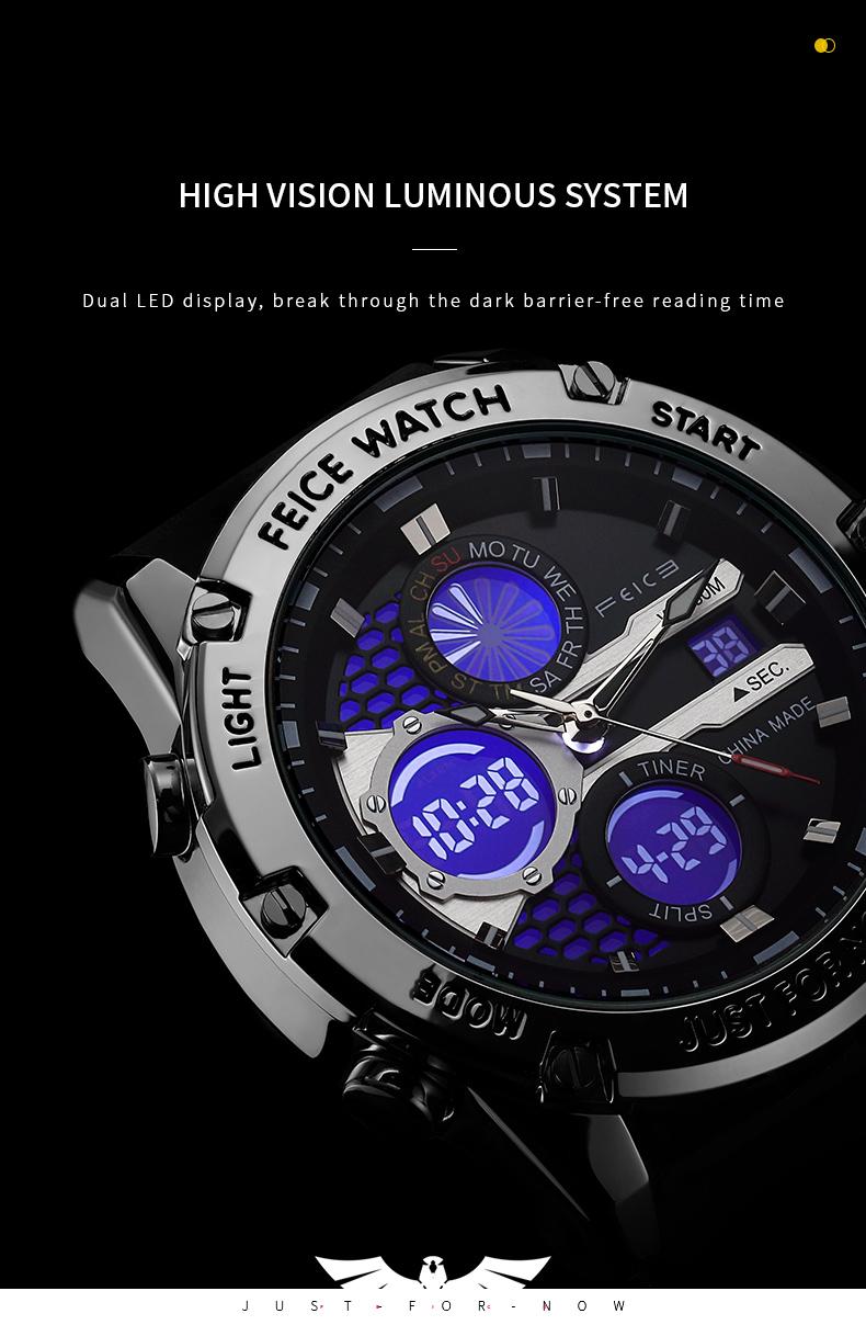 FEICE Men's Luxury Business Wristwatch - 47mm Round Face, Black & Silver Gift Set, Luminous Elegant Dial, Waterproof Chronograph Leather Design, Fashionable Watches, Multifunctional Watch, Stainless Steel with Hardlex Glass FEICE Men's Luxury Business Wristwatch - 47mm Round Face, Black & Silver Gift Set, Luminous Elegant Dial, Waterproof Chronograph Leather Design, Fashionable Watches, Multifunctional Watch, Stainless Steel with Hardlex Glass