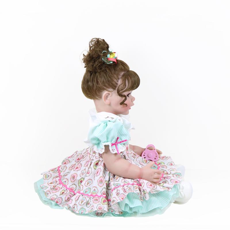 “Happy Birthday Girl” – 22” Realistic Reborn Toddler Doll with Rooted Hair, Soft Full Vinyl Body, 3D Painted Face Veins, Festive Cupcake Party Dress, Accessories – Ages 3+