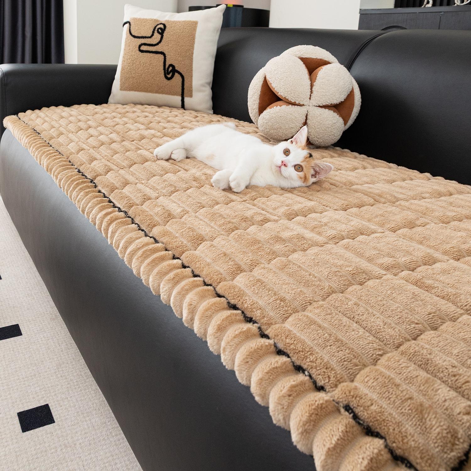 1pc Flannel Sofa Cushion, Soft Skin-Friendly Fabric, Wave Edge Design, Pet-Friendly Non-Slip, Machine & Hand Washable, Fits Single to Five-Seater Sofas