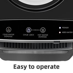 Antarctic Star 3-in-1 Hot and Cold Water Cooler Chiller System Dispenser with Built-in Ice Maker, for 3 to 5 Gallon Bottle Water Dispenser，with Child Safety Lock，Black