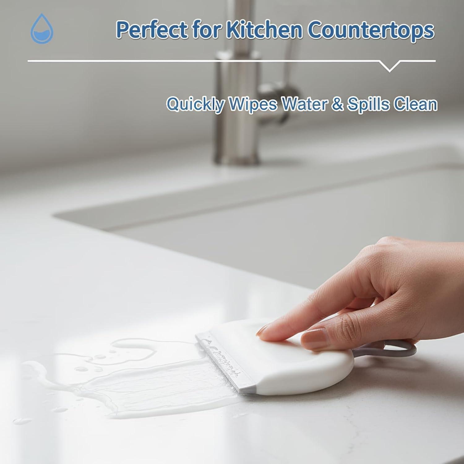 2-Pack Small Squeegee Set, Scratch-Free Cleaning Tool for Shower Glass Doors, Mirrors, Tiles, Countertops, Kitchen, Car, RV Bathroom, Blue