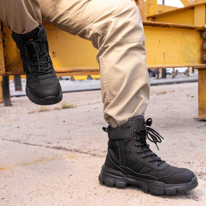 SPIEZ Steel Toe Boots for Men Industrial Construction Safety Boots with Side Zipper Puncture-Proof,Lightweight Work Boots Hiking Military Tactical Shoes SPIEZ Steel Toe Boots for Men Industrial Construction Safety Boots with Side Zipper Puncture-Proof,Lightweight Work Boots Hiking Military Tactical Shoes