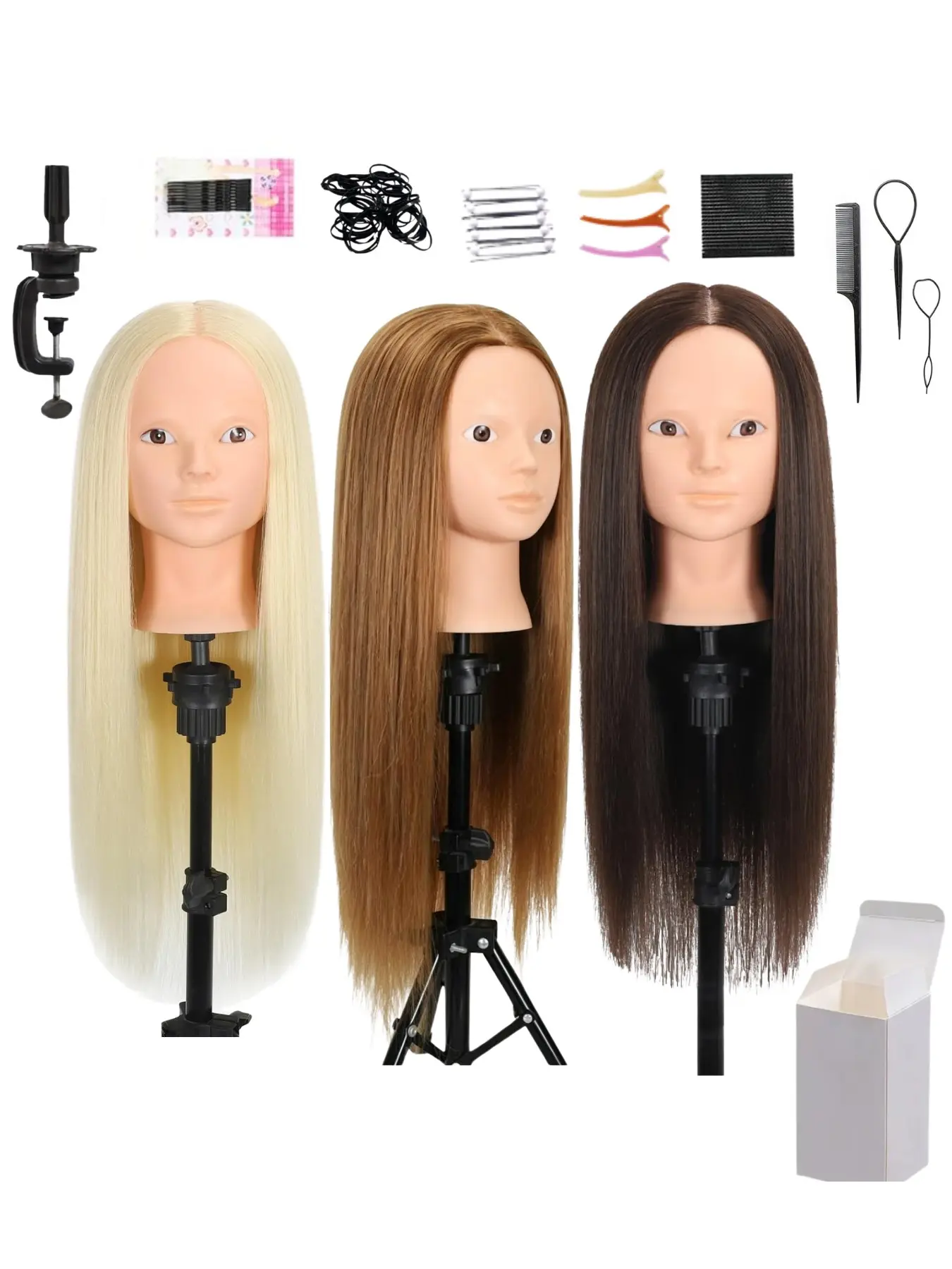 26 Inch 80% Human Hair Mannequin Head No Makeup Straight Hair Training Head With Stand And Hair Styling Tools Cosmetology Practice Mannequin For Braiding Cutting Hair Stylist Student
