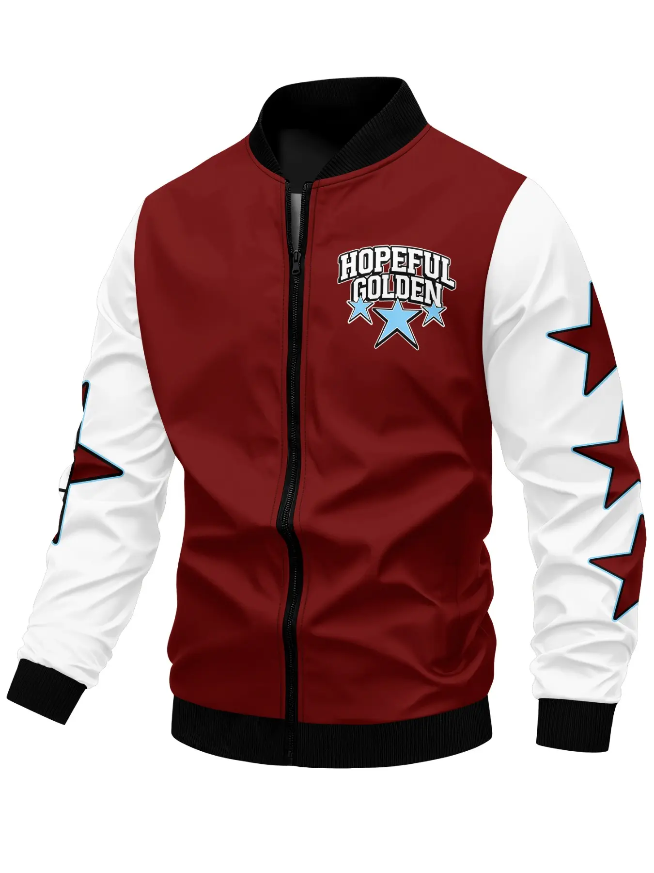 Men's Color Block Varsity Bomber Jacket, Star Graphic Zip Up Baseball Coat, Loose Casual Streetwear Outerwear, Fashion Lightweight Jacket For Daily Spring Autumn Outfits.
