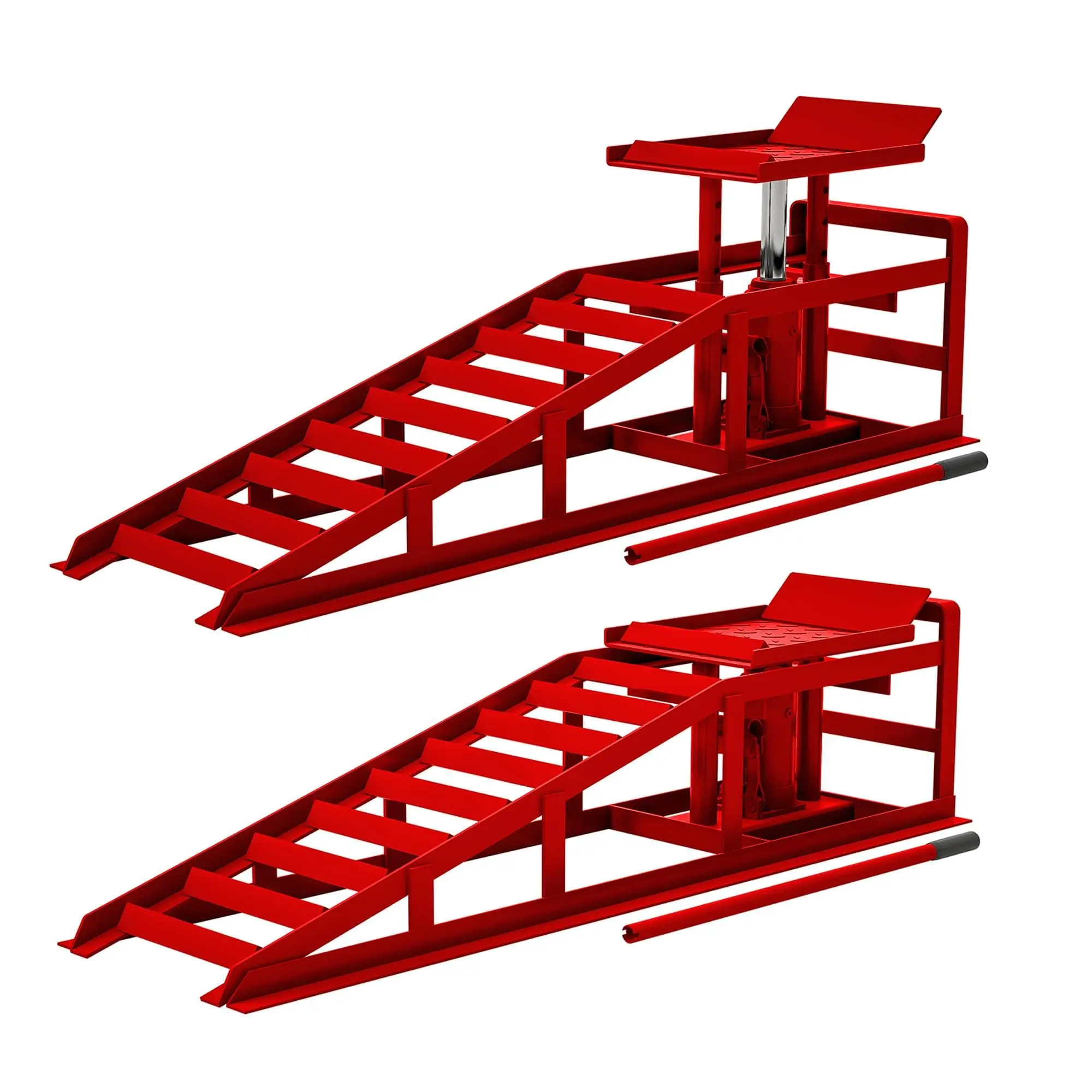 2-Pack Hydraulic Car Ramps, 10,000 lb (5 Ton) Low Profile Vehicle Service Ramps - Adjustable Height 11.6–16.2 in - For Cars, Trucks, SUVs & Trailers