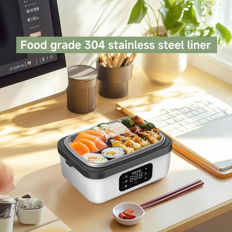 Adult Wireless Electric Heating Lunch Box, 8000mAh Rechargeable Timer Automatic Heating Lunch Box, 1L Portable Self-Heating Food Warmer With Fork And Spoon And Insulated Carrying Bag, Suitable For Office, Picnic, Car And Travel Outdoor Use