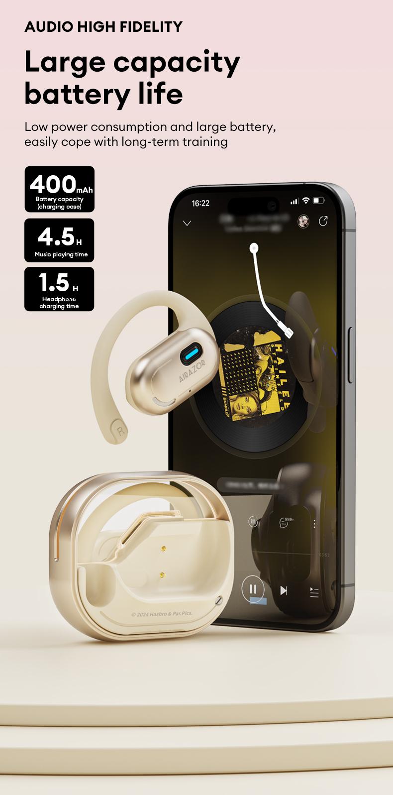 Transformers T15 OWS Wireless Bluetooth Headset 5.4 Surround Sound Streamlined Ear-hook Design Compatible With Android & IOS