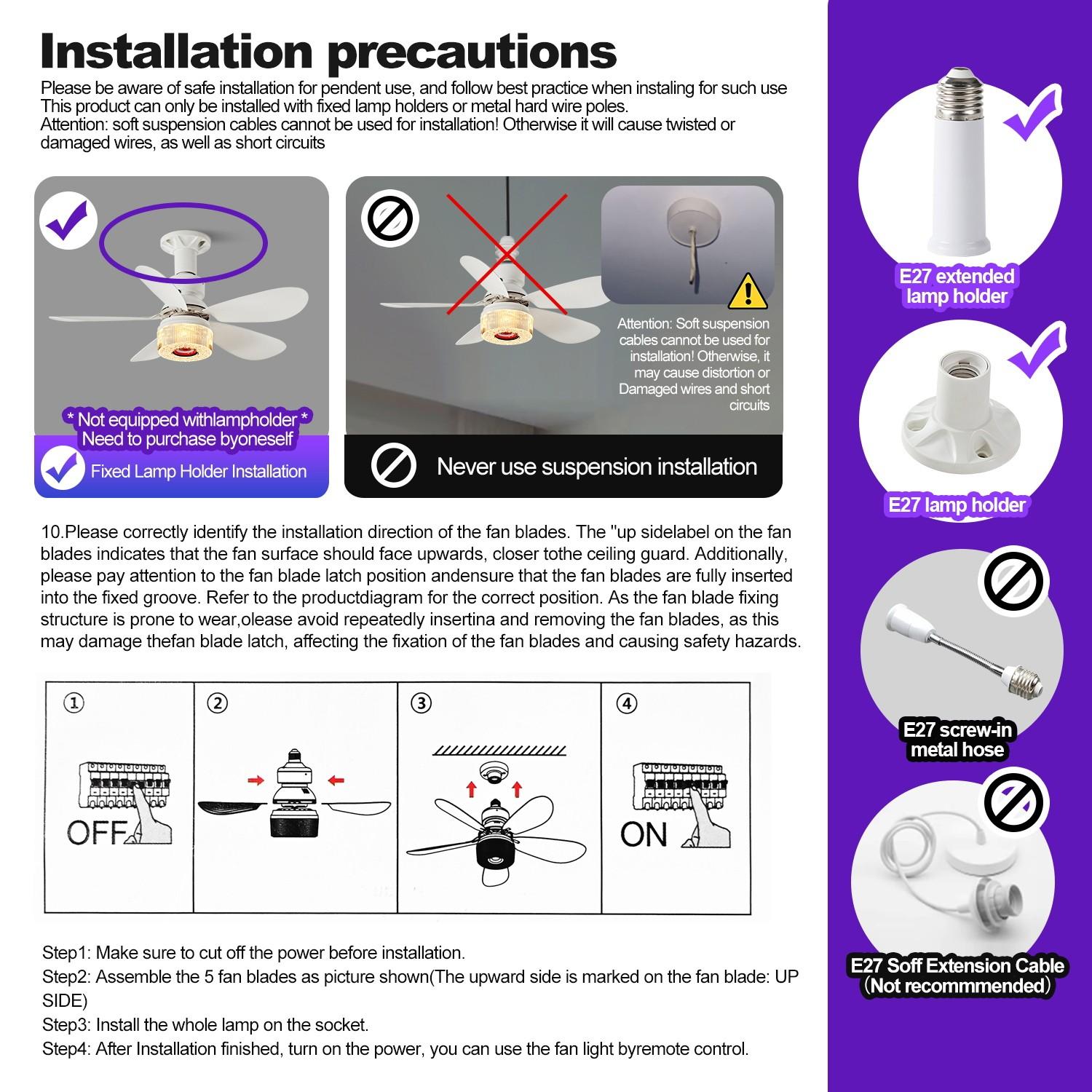 Bluetooth-compatible Speaker Ceiling Fan Light, E27 Socket, RGB Adjustable Timer, Home Office Bedroom Kitchen, Modern Smart Fan