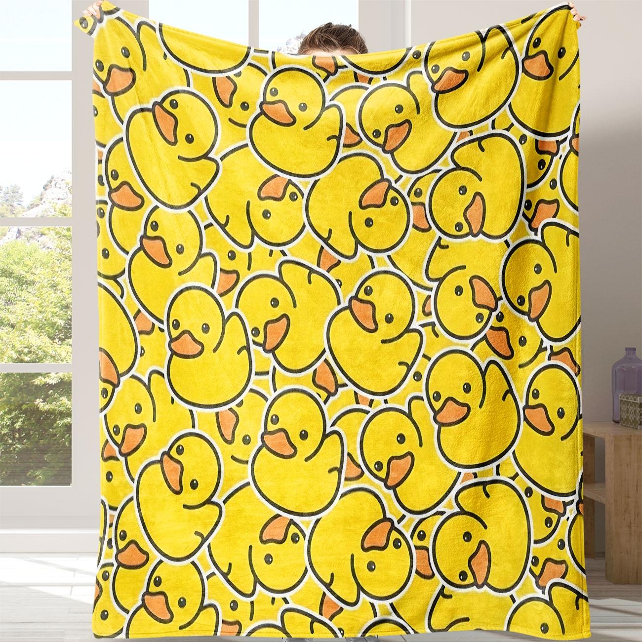 Cartoon Duck Pattern Flannel Blanket, Soft Comfortable Warm Throw, Air-conditioned Room Blanket, Warm Nap Blanket for Home & Office & Travel